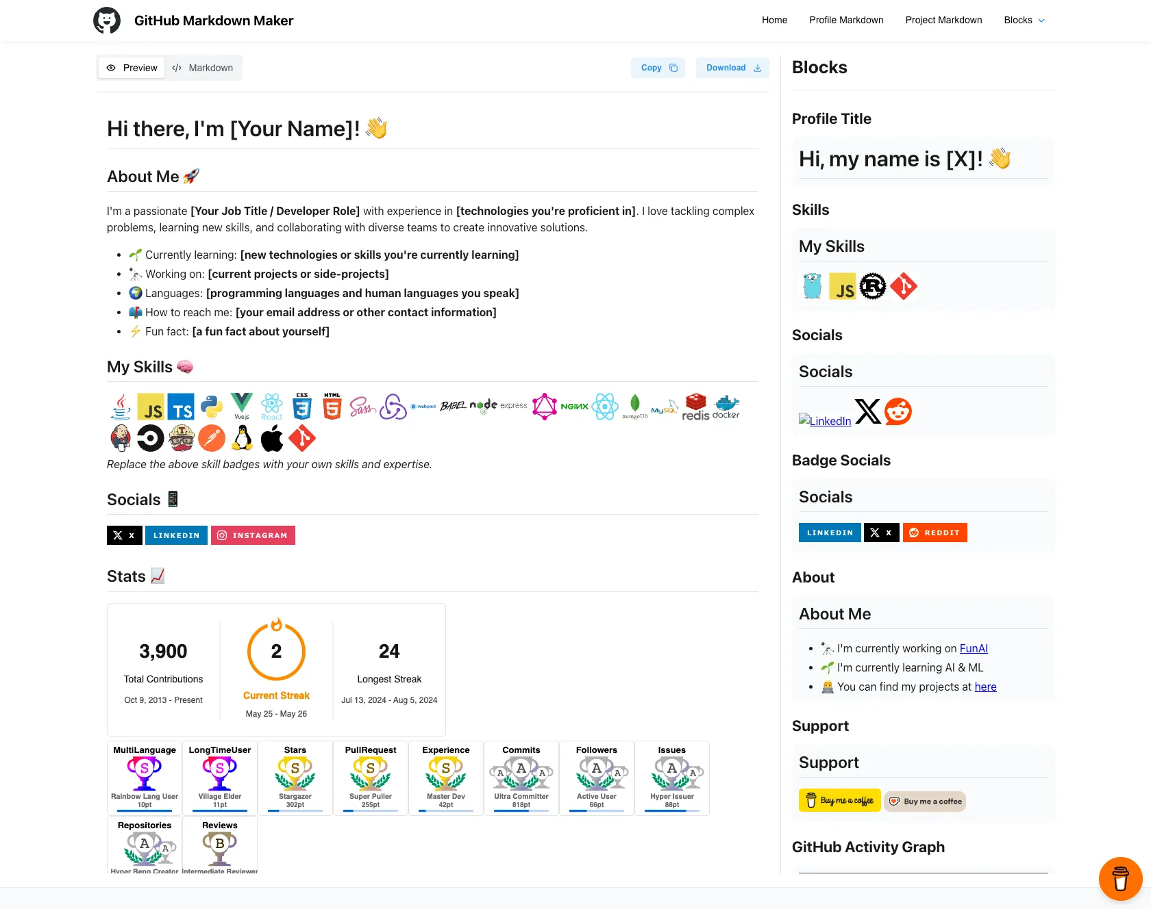 GitHub Markdown 生成器